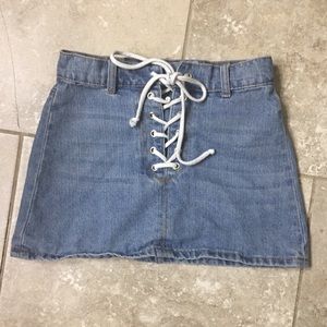 Denim Lace Up Mini Skirt
